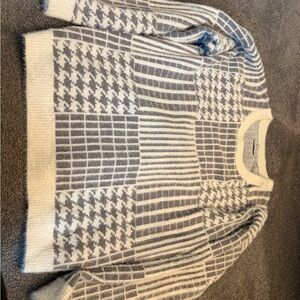Cyrus Gray and Cream Patterned Crewneck Sweater